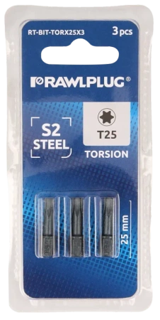 T25 25mm bity TORSION TORX25 3szt blister