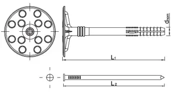 Kołek fasadowy z wbijanym trzpieniem metalowym KI-10M 220 mm - opakowanie kartonowe - 250 szt.