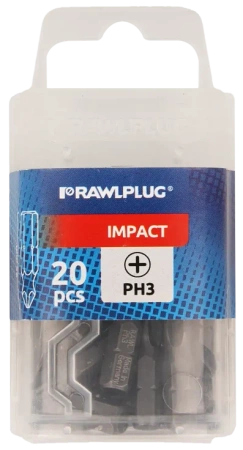 Udarowe bity Phillips PH3, 25 mm - opakowanie plastikowe - 20 szt.