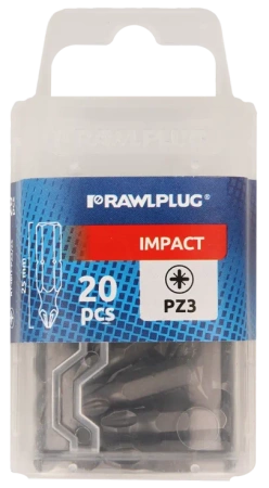 Udarowe bity Pozidriv PZ3, 25 mm - opakowanie plastikowe - 20 szt.