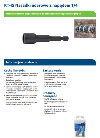 8mm uchwyt HEX 1/4" nasadka udarowa Cr-Mo dł. 65mm - opakowanie plastikowe - 3 szt.
