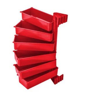 Pivot - zestaw 6 pojemników obrotowych czerwony