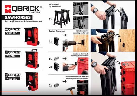 QBRICK Kobyłka koziołek roboczy zestaw 2szt. + Custom Connect.